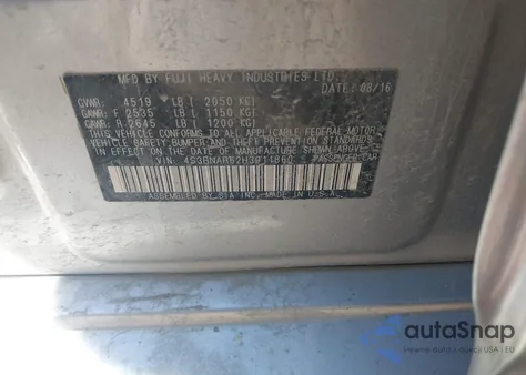 2017 Subaru Legacy 2.5I Sport из США, поврежденный, VIN 4S3BNAR62H3011860